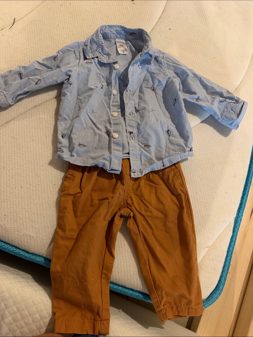 Light Blue Embroidered Button-Up Shirt